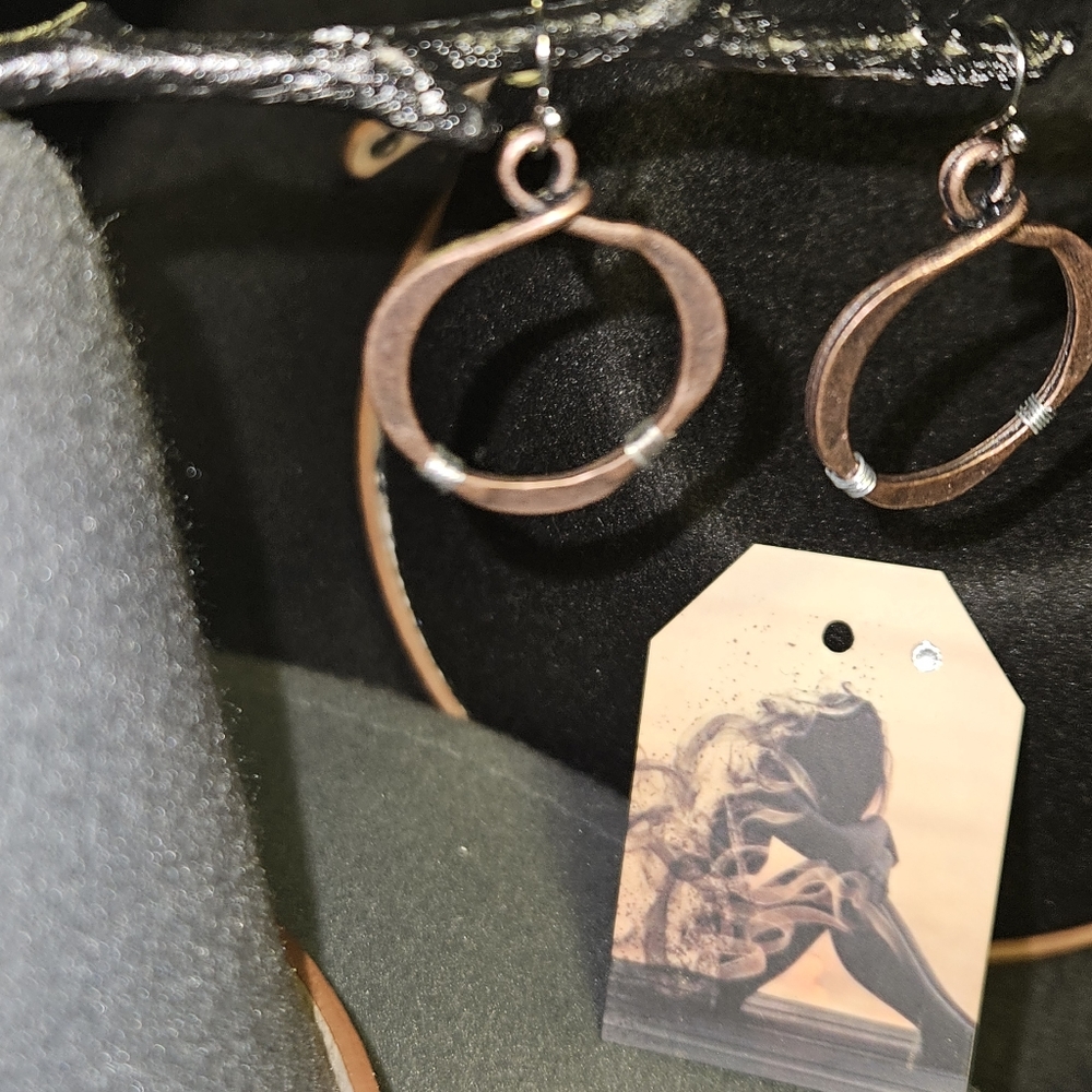 Copper & silver hoop earrings